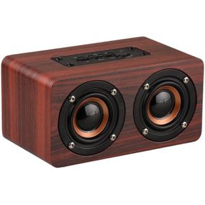 W5 draagbare HiFi shock Bass houten Bluetooth Speaker (donker bruin)