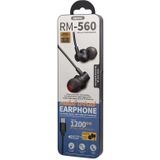 REMAX RM-560 Type-C In-Ear Stereo Metal Music Earphone met Wire Control + MIC  Ondersteuning Handsfree (Zwart)