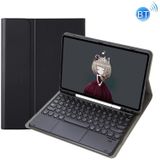 YA700B-A  Lambskin Texture Voltage Round Keycap Bluetooth Keyboard Leather Case with Touchpad For Samsung Galaxy Tab S8 11 inch SM-X700 / SM-X706 & S7 11 inch SM-X700 / SM-T875(Black)
