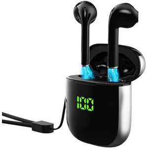 WK60 TWS Bluetooth Earphone Pop-up LED Display Wireless Sport Headphone 5D Stereo Headsets  Support Wireless Charging(Black+Silver)