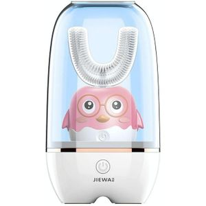 JIEWA Smart Sonic Charging Desinfectie U-vormige tandenborstel automatische mond-type kinderen elektrische tandenborstel 6-13 jaar oud (kleine roze kip)