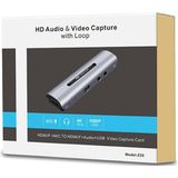Z35 HDMI Female + Mic naar HDMI Female + Audio + USB HD Video & Audio Capture Card met Loop