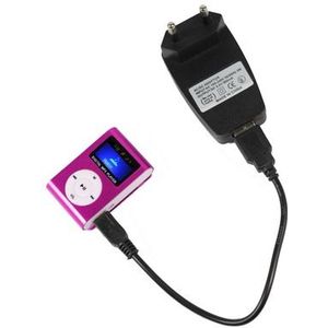TF (Micro SD) kaartsleuf MP3-speler met LCD-scherm  metalen Clip(Magenta)