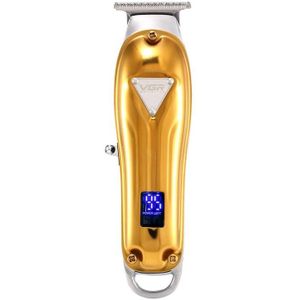 VGR V-063 8W USB huishouden draagbare metalen haarknipper met LCD-display (goud)