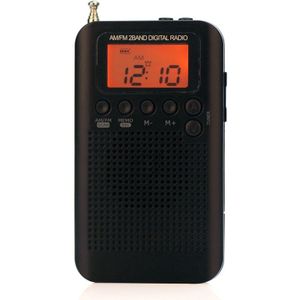 HRD-104 Mini Portable FM + AM Two Band Radio met luidspreker (Zwart)