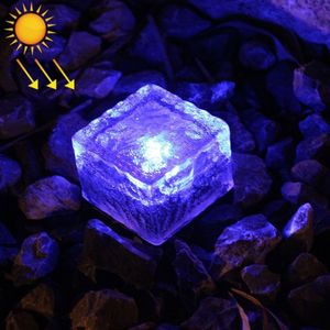 IP68 Waterdichte zonne-aangedreven gehard glas buiten LED begraven licht tuin decoratie Lamp met 0.2W zonnepaneel (blauw licht)