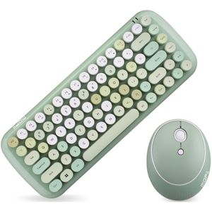Mofii CADNY Pink Girl Heart Mini Mixed Color Wireless Keyboard Mouse Set (Groen)