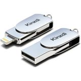 Kinzdi 256GB USB 2.0 + 8 Pin Interface Metal Twister Flash U Disk (Zilver)