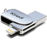 Kinzdi 256GB USB 2.0 + 8 Pin Interface Metal Twister Flash U Disk (Zilver)