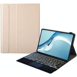 A126-AS For Huawei MatePad Pro 12.6 2021 Sheep Texture Ultra-thin Backlight Bluetooth Keyboard Horizontal Flip Leather Case with Holder & Touchpad(Gold)