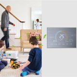 BHT-8000-GCLW-SS Geborsteld roestvrij staal Spiegelbediening Water- / gasboiler Verwarming Energiebesparend en milieuvriendelijk Smart Home Negatief display LCD-scherm Ronde kamerthermostaat met wifi