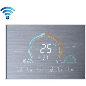 BHT-8000-GCLW-SS Geborsteld roestvrij staal Spiegelbediening Water- / gasboiler Verwarming Energiebesparend en milieuvriendelijk Smart Home Negatief display LCD-scherm Ronde kamerthermostaat met wifi