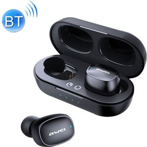 awei T13 Bluetooth V 5.0 Ture draadloze sport headset met Oplaadetui (zwart)