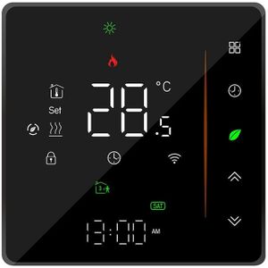 BHT-006GBLW 95-240V AC 16A Smart Home Verwarming Thermostaat voor EU-box  bediening elektrische verwarming met alleen interne sensor en externe sensor & wifi-verbinding