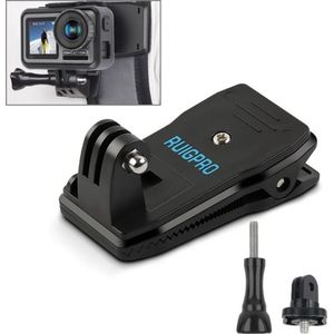 RUIGPRO 360 Graden Rotatie Rugzak Rec-Mounts Clip Clamp Mount met Schroef voor DJI Osmo Action  GoPro NEW HERO / HERO7 /6 /5 /4  en andere actiecamera's (Zwart)