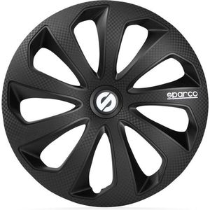 Sparco - Sicilia - Wieldoppen - Zwart/Carbon - Set van 4 Stuks