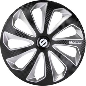 Sparco - Wieldoppen - Zwart/Zilver/Carbon - Set van 4 Stuks