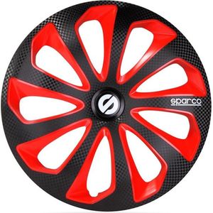 Sparco Wieldoppenset Sicilia 13-Inch Zwart/Rood/Carbon
