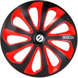Sparco - Wieldoppenset - Zwart/Rood - Slagvast Kunststof - Set van 4