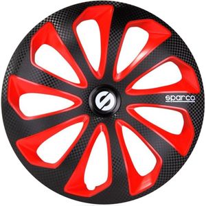 Sparco - Wieldoppenset Sicilia - Zwart/Rood/Carbon - 4-Delige Set