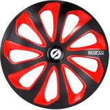 Sparco - Sicilia - Wieldoppen - Zwart/Rood - Slagvast Kunststof - Set van 4