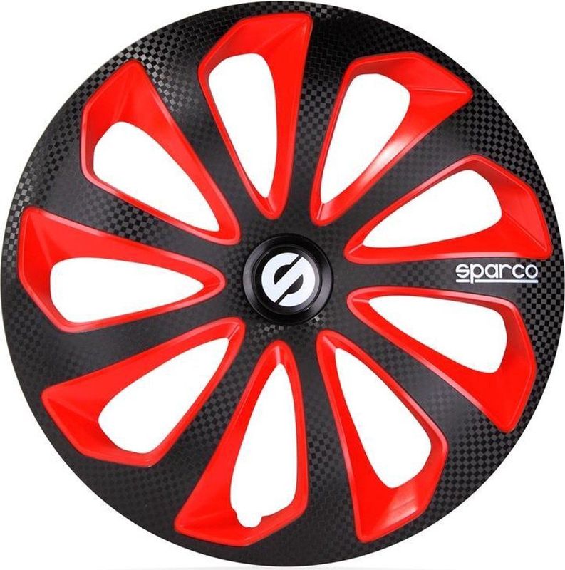 Sparco - Sicilia - Wieldoppen - Zwart/Rood - Slagvast Kunststof - Set van 4