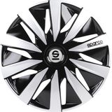 Sparco - Lazio - Wieldoppen - Zwart/Zilver - 14 Inch - 4 Stuks