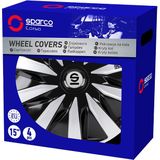 Sparco - Wieldoppenset Lazio - Zwart/Zilver - 4-Delige