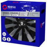Sparco - Lazio - Wieldoppen - Zwart - Slagvast Kunststof - Set van 4 Stuks