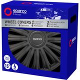 Sparco - Treviso - Wieldoppen - Zwart - Slagvast Kunststof - Set van 4 Stuks