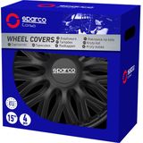 Sparco Wieldoppen Roma 16 inch Zwart Set van 4 stuks