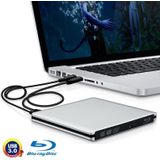 Draagbare Aluminium USB 3.0 DVD / CD herschrijfbare Blu-ray Drive  Plug en Play (zilverkleurig)