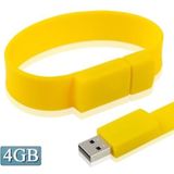 4GB siliconen armbanden USB 2.0 Flash schijf (geel)