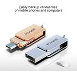 Kinzdi 32GB USB 2.0 Android-telefoon en computer Roterende metalen U-schijf voor tweerlei gebruik V8