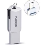 Kinzdi 32GB USB 2.0 Android-telefoon en computer Roterende metalen U-schijf voor tweerlei gebruik V8