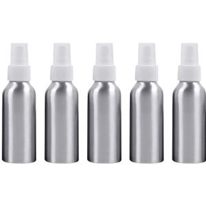 5 stuks hervulbare glas fijne mist verstuivers aluminium fles  100ml (wit)