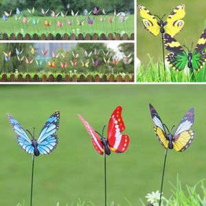 50 stuks kleurrijke vlinders tuin Ornament bloempot Plant Decor Stick Vlindertuin decoratie simulatie Butterfly  willekeurige kleur levering