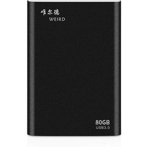 WEIRD 80GB 2 5 inch USB 3 0 High-speed transmissie metalen shell ultradun licht Solid State mobiele harde schijf (zwart)