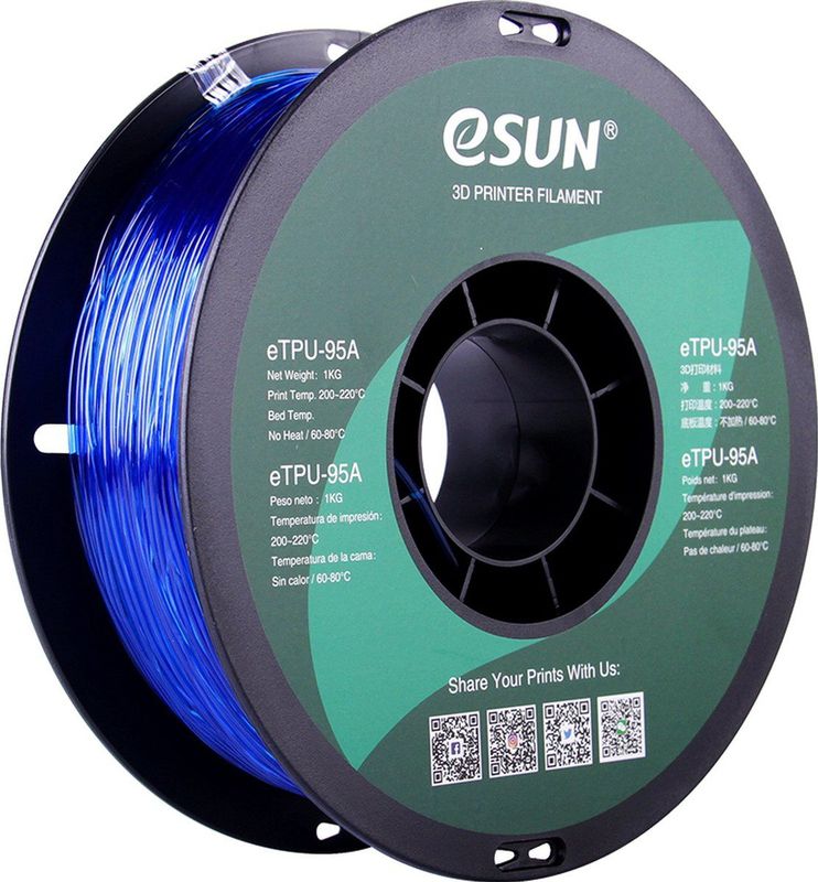 eSUN - eTPU-95A - 1,75mm - Transparant Blauw - 1kg - 3D Filament