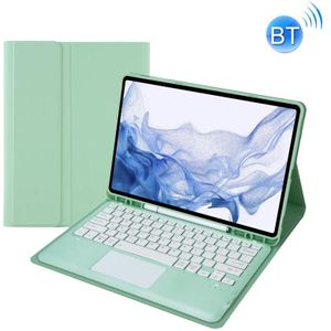 T800B-A Touch Pad Disachable Bluetooth Toetsenbord Lederen Tablet Case voor Samsung Galaxy Tab S8+/S7+/S7 Fe (Mint Green)