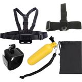 5 In 1 Go Pro kit  met oa borstband + Hoofdband + drijvende Handgreep + Polsriempje Band Klittenband Houder + Bag Set voor GoPro HERO (2018) 7 / 6 / 5 / 4 / 3+ / 3 / 2 / 1