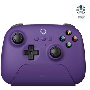 8Bitdo Ultimate 2.4G Wireless Controller, Hall Effect Joystick Update, Gaming Controller with Charging Dock for PC, Android, Steam Deck & Apple (Purple)
