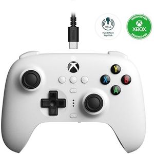 8bitdo Ultimate Wired Controller voor Xbox, Hall Effect Joystick Update, Compatibel met Xbox Series (Xbox serie X, Windows, Xbox One S, Xbox One X, Xbox serie S), Controller, Wit