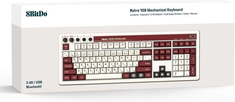 8BitDo - Retro Mechanical Keyboard - Fami Edition - Toetsenbord - Zwart - Mechanisch