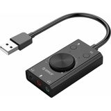 ORICO SC2 multifunctionele USB externe stuurprogramma's Sound Card met 2 x Headset poorten & 1 x microfoon poort & volumeaanpassing (zwart)