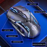 YINDIAO G5 3200DPI 4-modi Verstelbare 6-toetsen RGB Light Wired Gaming Mouse (Zwart)