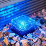 Solar Powered Square Tempered Glass Outdoor LED Begraven Licht Tuin Decoratie Lamp IP55 Waterdicht Grootte: 7 x 7 x 5cm (Blauw Licht)