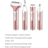 4-in-1 USB oplaadbare Vibrissa wenkbrauwen rietenknipper lichaamshaar leegvissen Machine Set (Rose goud)