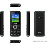 UNIWA E1801 mobiele telefoon  1 77 inch  800mAh batterij  21 toetsen  ondersteuning Bluetooth  FM  MP3  MP4  GSM  Dual SIM (Zwart)