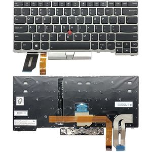High-Tech Place Amerikaans Backlight-toetsenbord voor Lenovo Thinkpad E480 L480 L380 Yoga T480S (zilver)